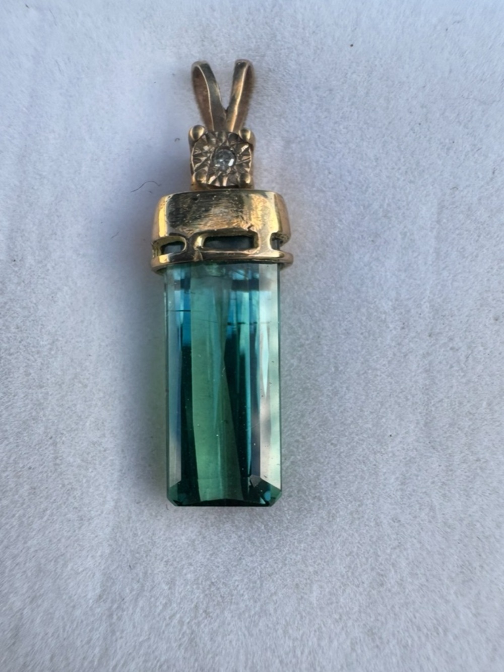 Solid 10k gold RARE Handmade genuine clean tourmaline/diamond pendant high end - Picture 11 of 11